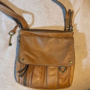 Fossil Tan Leather Shoulder Bag